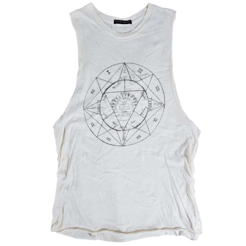 Brandy Melville - Sleeveless White Graphic Top